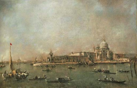 Francesco Guardi, The Entrance to the Grand Canal, Venice, looking towards the Dogana and Santa Maria della Salute from the Riva del Grano, the Giudecca and the Redentore beyond, with numerous gondolas and sailing boats