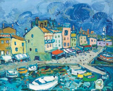 Le port de St Tropez vu de la jetée