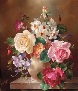 Still Life with Roses, Narcissi and Polyanthus