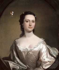 Portrait of Susannah Holt (1710-1765), wife of John Chadwick of Healey, bust-length, in a white dress with a pale blue wrap, feigned oval