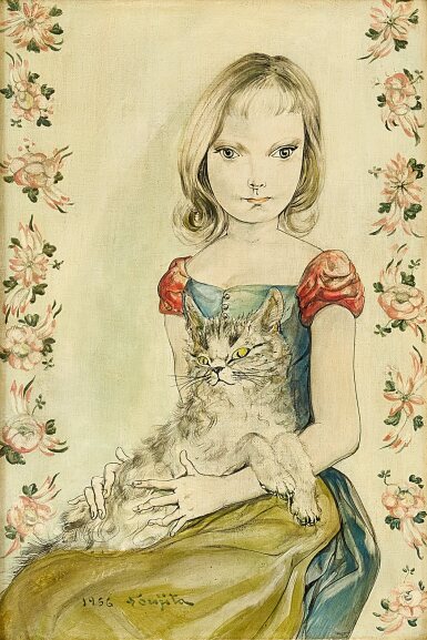 Léonard Tsuguharu Foujita, Léonard Foujita 藤田嗣治 | Jeune fille au chat 女孩與貓