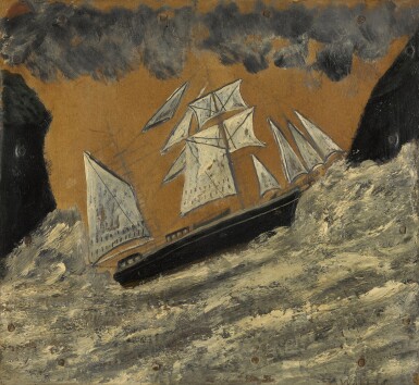 Schooner and Cliffs