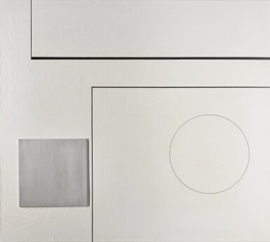 Painted Relief with Aluminium Square