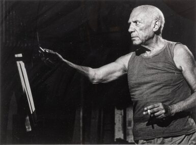 Pablo Picasso During the Shooting of the Film Le MystèrePicasso by Henri-Georges Clouzot, Nice