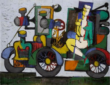 Femme sur tracteur