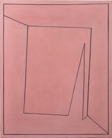 Tout rose (peinture rectangulaire représentant un carré perspectiviste qui a la rougeolle), 1955