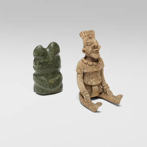 Janus-headed figure and seated figure