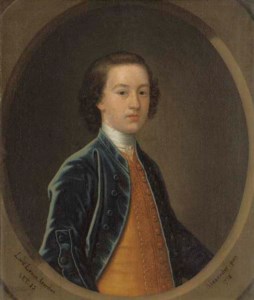 Portrait of Lord Lewis Gordon, aged 13, half-length, in a blue coat and a gold waistcoat, feigned oval