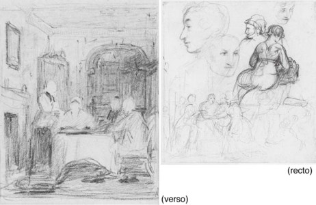 Study for 'The Breakfast' ( recto ); and Figures seated at a table ( verso )