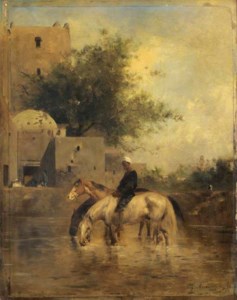 Horses Watering in a River