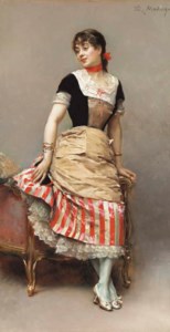 A Portrait of Aline Masson Leaning on a Sofa
