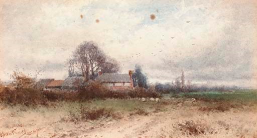 Farm landscape with sheep