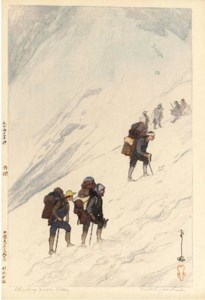 Harinoki sekkei ( Snow valley at Harinoki ), from the series Nihon Arupusu junidai no uchi (Twelve subjects of the Japan Alps) Suzukawa