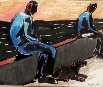 Fishermen Seated on the Sea Wall