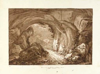 Dido and Aeneas taking refuge from the storm