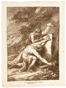 Theseus finding the arms of his father Aegeus