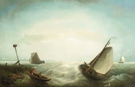 A river estuary with shipping in a breeze
