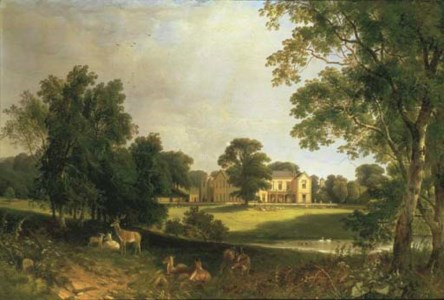 A view of Norton Hall, Northamptonshire, from the South East, with deer in the foreground