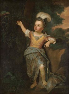 PORTRAIT OF CHARLES FITZROY, AFTERWARDS 2ND DUKE OF GRAFTON; WHEN LORD EUSTON, (1683-1757), FULL-LENGTH, WEARING ROMAN DRESS, HIS RIGHT ARM OUTSTRETCHED TO A PARROT, IN A LANDSCAPE