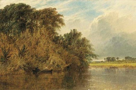 The River Trent, with men rowing in boats
