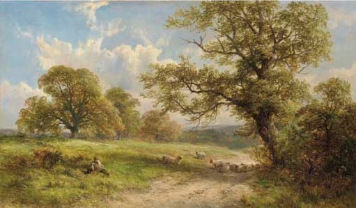 Landscape with a shepherd and his flock, resting