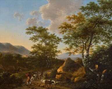 An Italianate landscape with shepherds