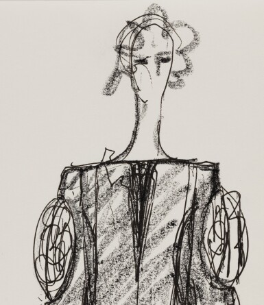 An original sketch for fashion, probably in the 1980's | Un croquis de mode original, probablement des années 1980