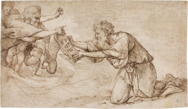 God the Father Handing the Ten Commandments to Moses