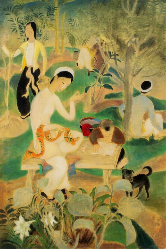 Le Pho, La famille dans le jardin