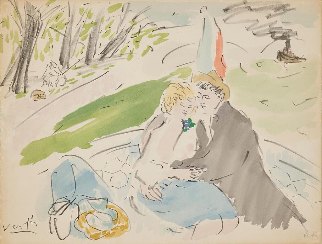 Two Women; A Couple in a Rowboat (Two Works)