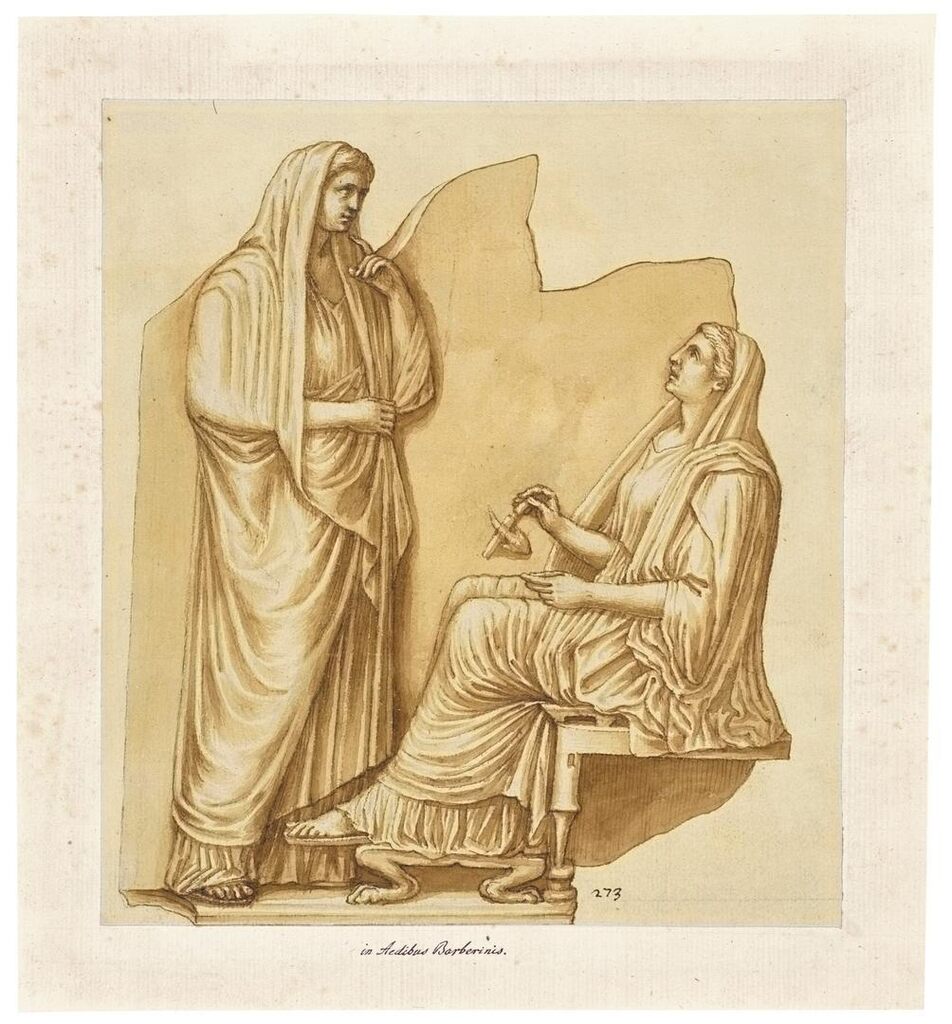 A Greek grave relief of two women, from Palazzo Barberini