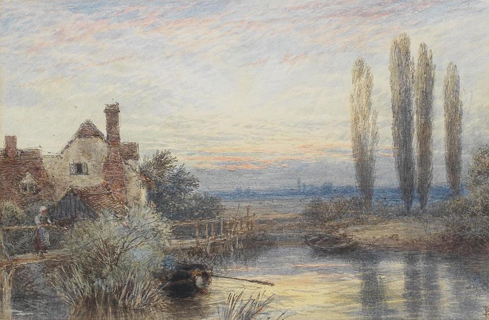 River landscape at sunset