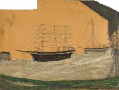 Three Masted Ships and Arched Railway Bridge