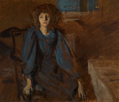 Miss Pettigrew in Blue Dress, Seated