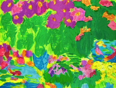 Walasse Ting 丁雄泉 | Peaches and flowers 桃和鮮花