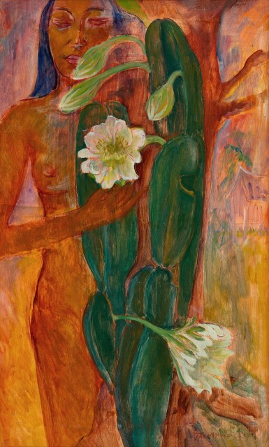 Theo Meier 西奧·邁爾 |  Woman with two white flowers 拿著白花束的女子
