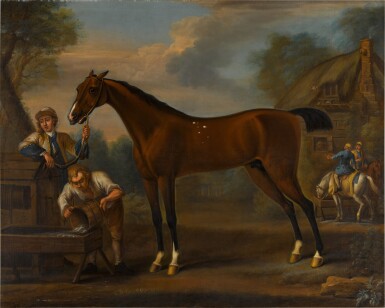 The Duke of Devonshire's celebrated Flying Childers, held by a groom