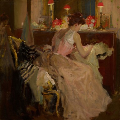 Sewing by Lamplight