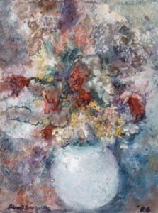 Still life with flowers in a white vase