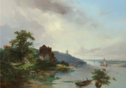 Panoramic view of a river landscape