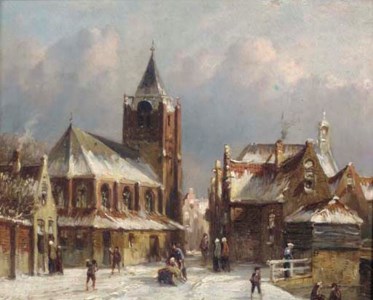 Winter fun in a village