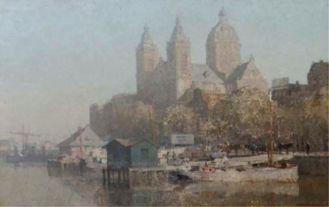 The Prins Hendrikkade with the Saint Nicolaas church, Amsterdam