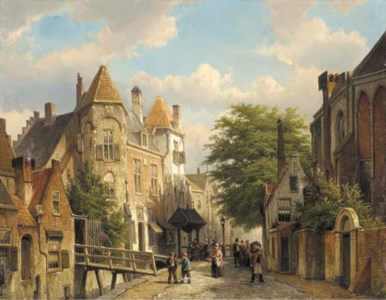 Townspeople on a Village Street