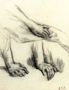 Studies of hands for La Délaissée