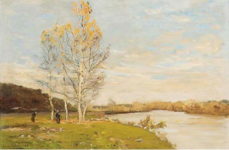 Les femmes se promenant par la rivière