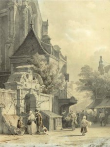 Daily activities on a church square