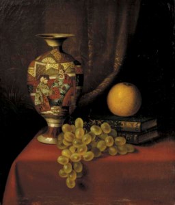 Still Life with Vase, Grapes and Books