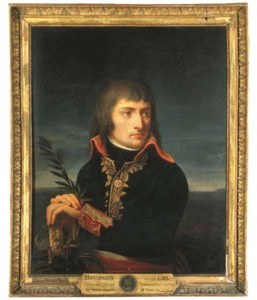 Portrait of Napoleon Bonaparte (1769-1821), half-length, his hands resting on the hilt of a sword, before a landscape