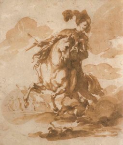 A general on horseback before a column of infantry