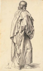0n apostle standing in profile to the right ( recto ); A partial study of the same ( verso )